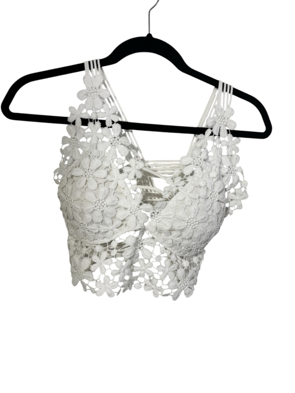 White Floral Crochet Bralette Tank Top - Women